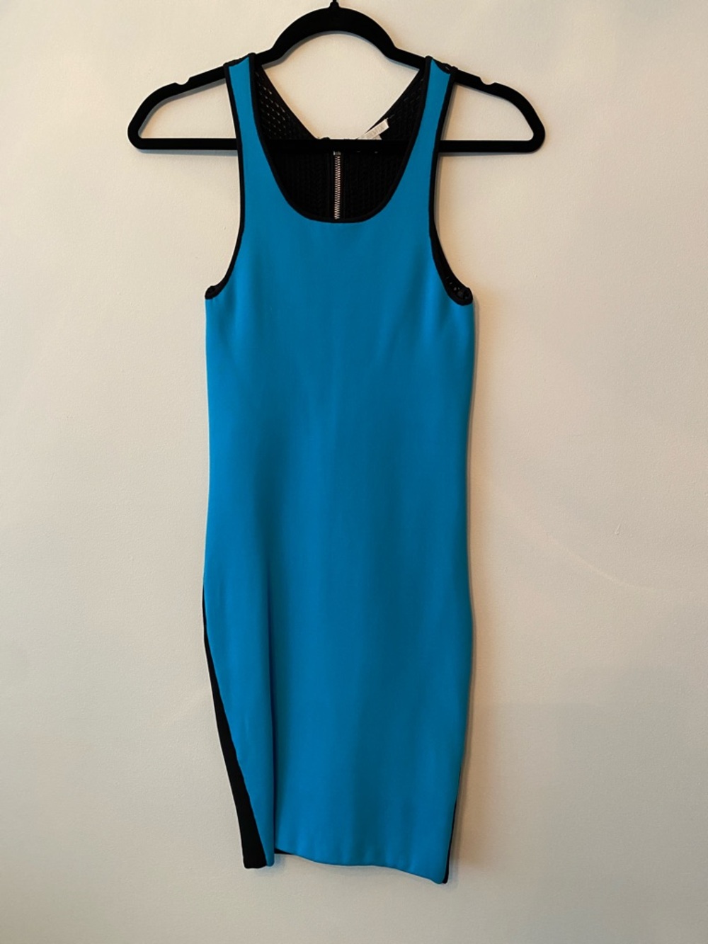 Neon Blue and Black Bodycon Dress